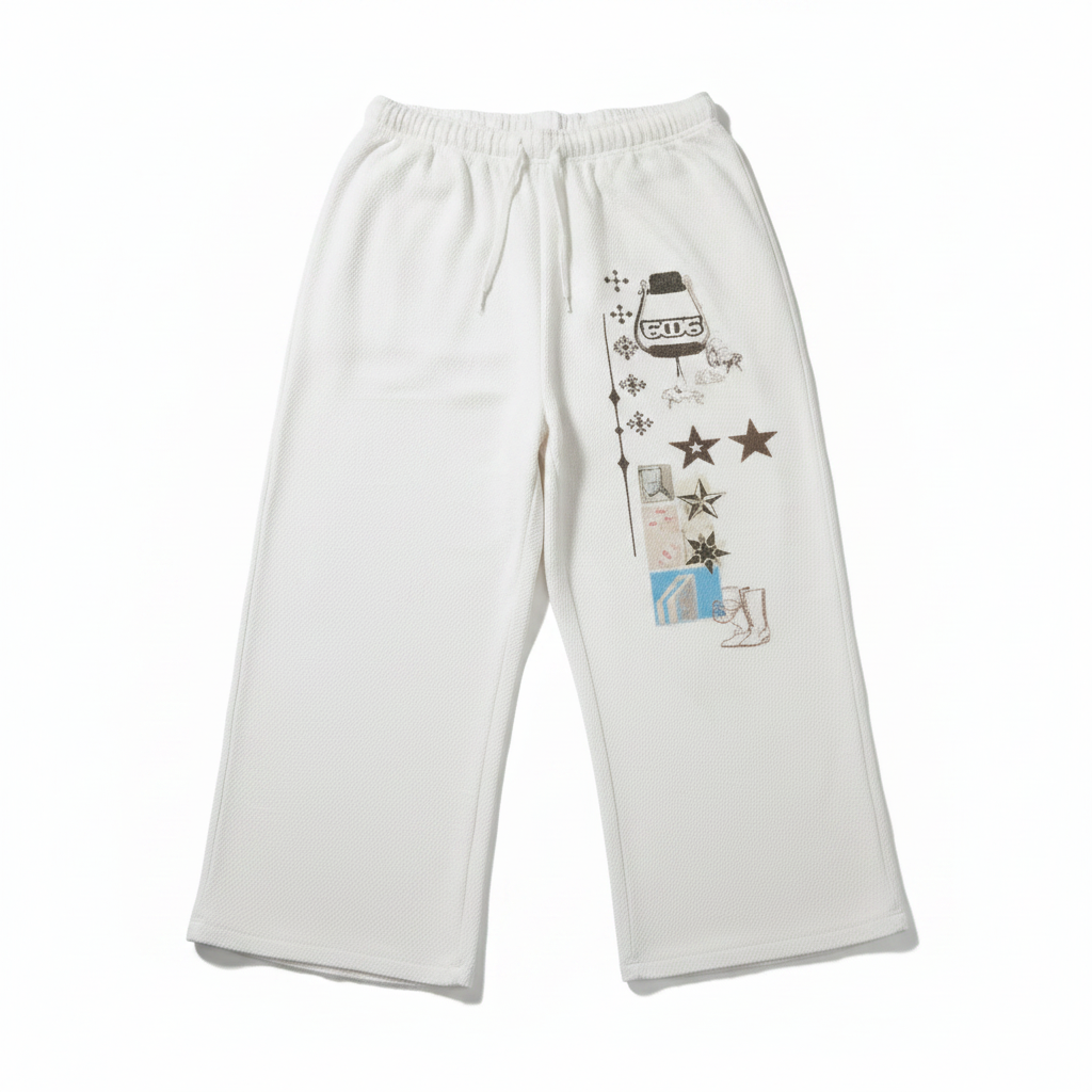 Printed Waffle Pants