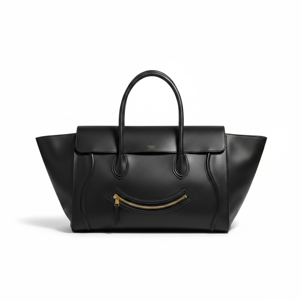Large Smiling New Luggage In Supple Shiny Lambskin
