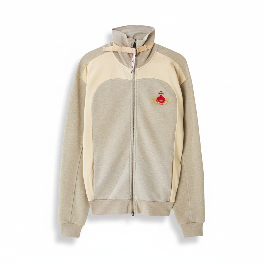 Sand Overdyed Allen Track Zip-Up Sweartshirt